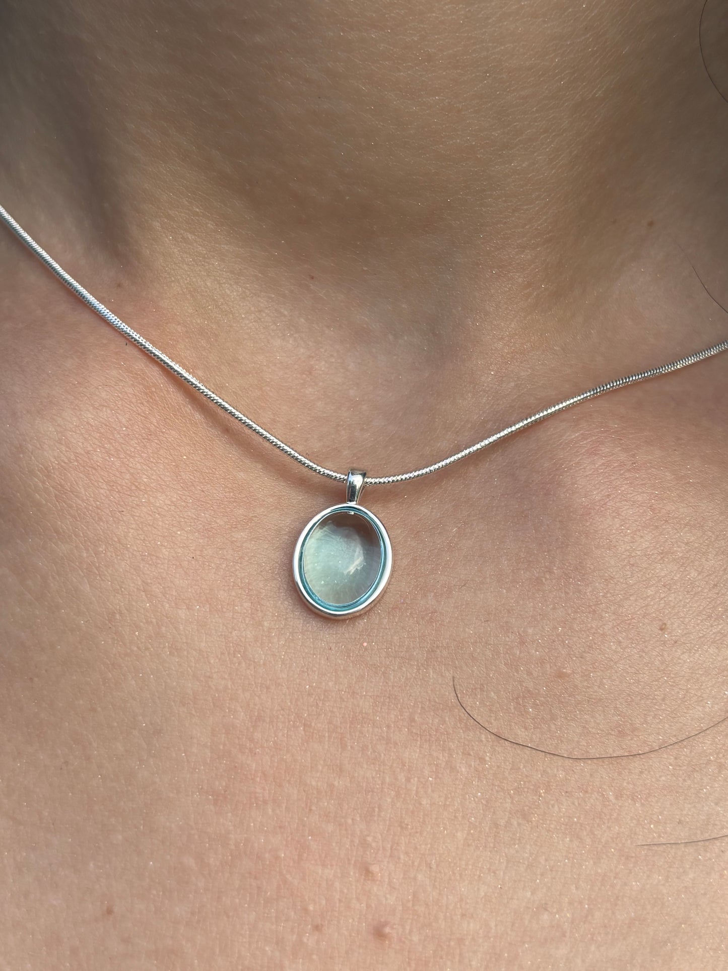Colier Argint S925 Moonstone Albastru Elegant